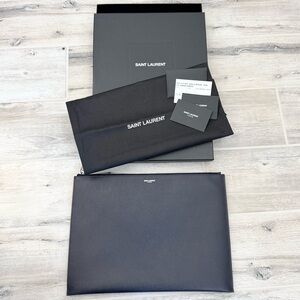 Saint Laurent Marine Leather Document Tablet Holder